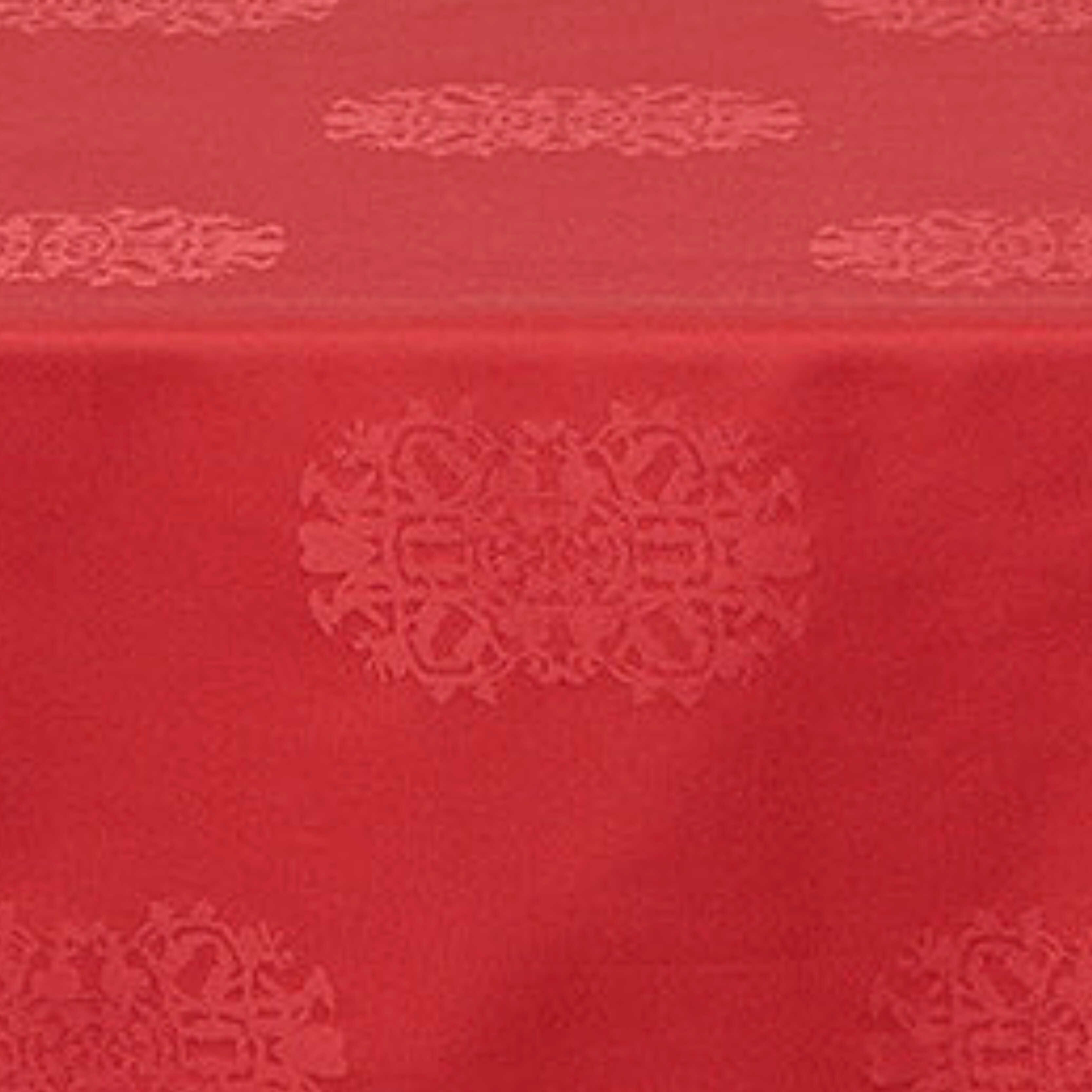 13: Rød damask dug med H. C. Andersen papirklip - 140 cm x 370 cm