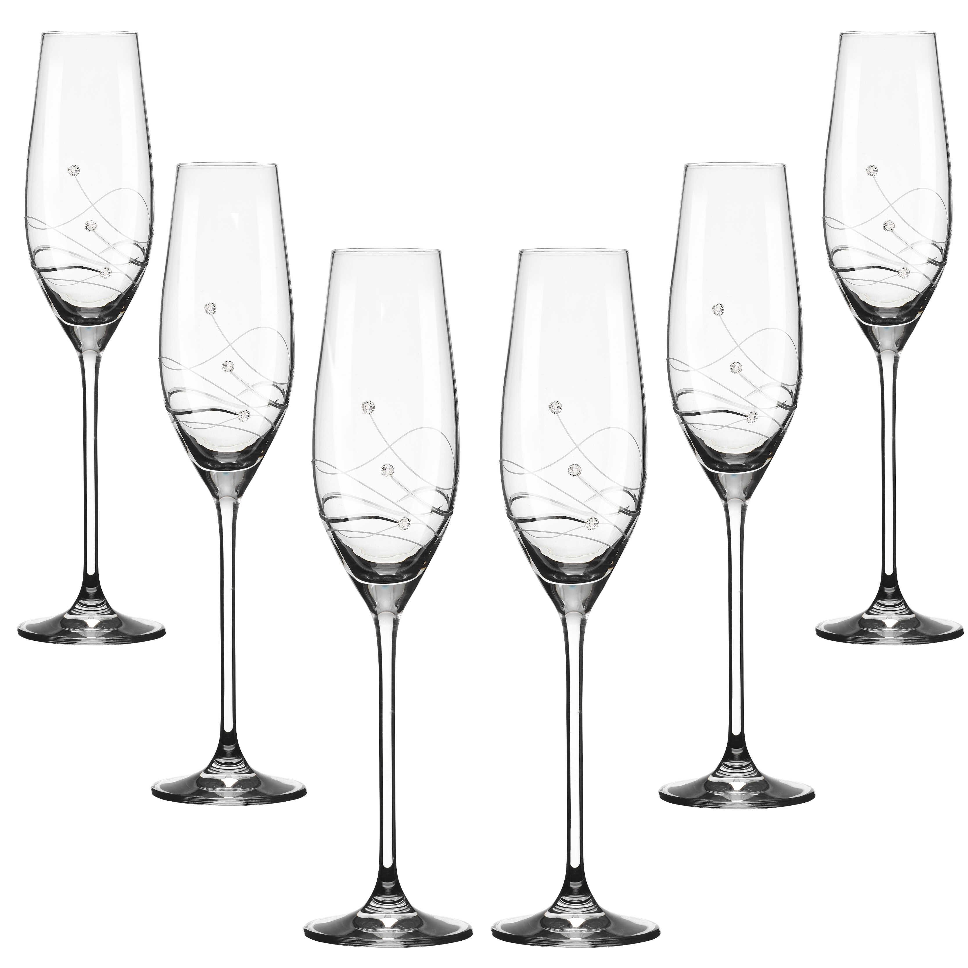 Clio Champagneglas med Swarovski krystaller - 6 stk. 