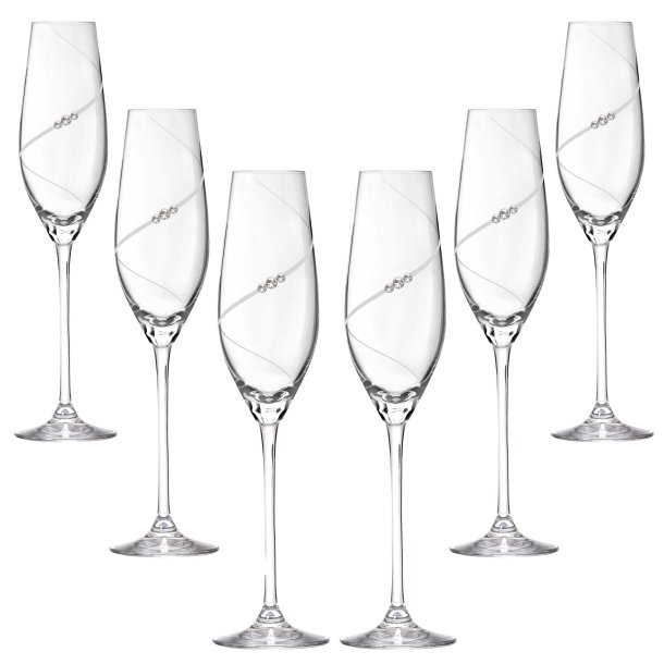 New Pen Champagneglas med Swarovski krystaller - 6 stk.