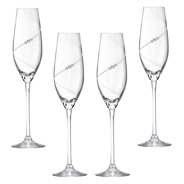 New Pen Champagneglas med Swarovski krystaller - 4 stk.