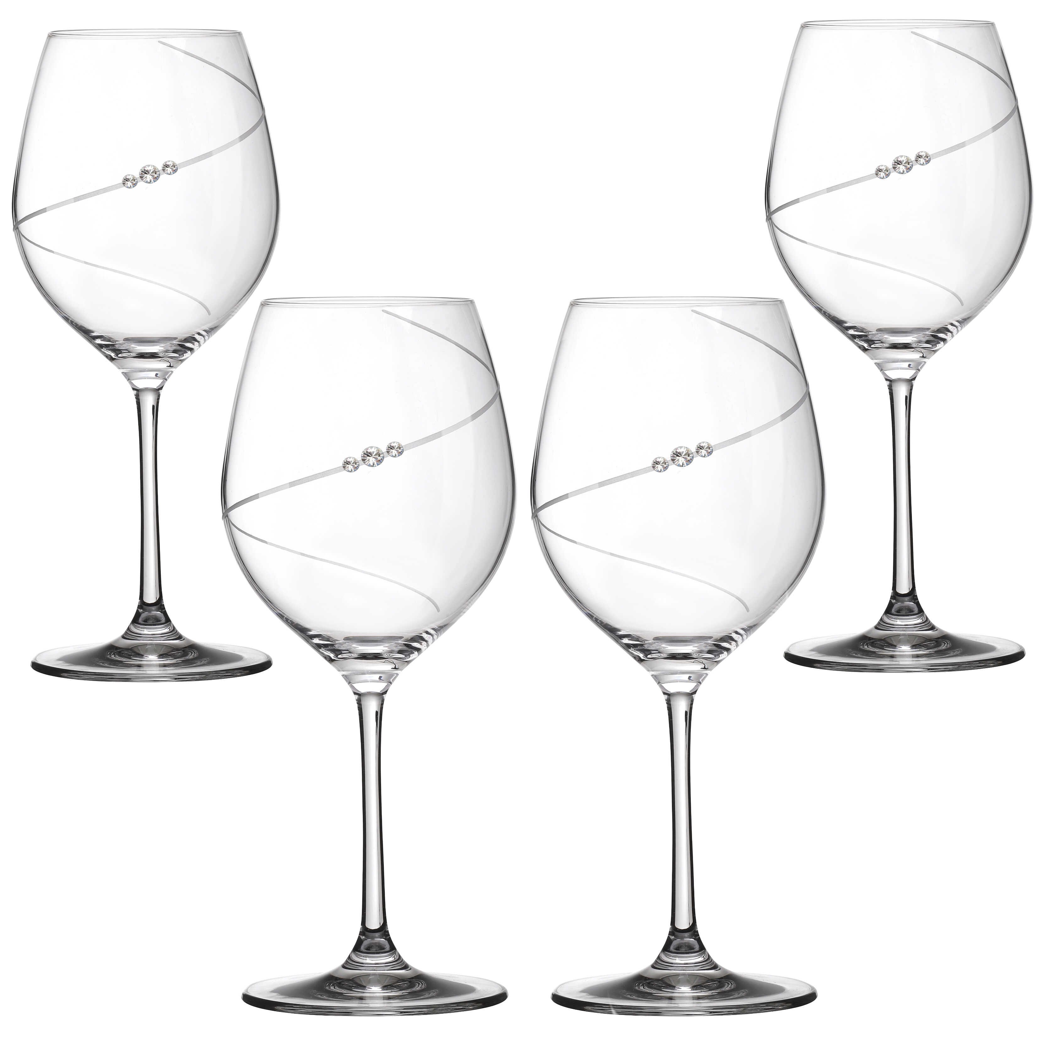 New Pen Red wine glass with Swarovski crystals - 4 pcs.