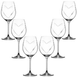 Two Hearts Rdvinsglas med Swarovski krystaller - 6 stk. 