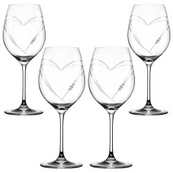 Two Hearts Rdvinsglas med Swarovski krystaller - 4 stk. 