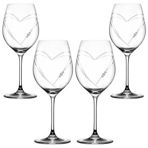 Two Hearts Rødvinsglas med Swarovski krystaller - 4 stk. 