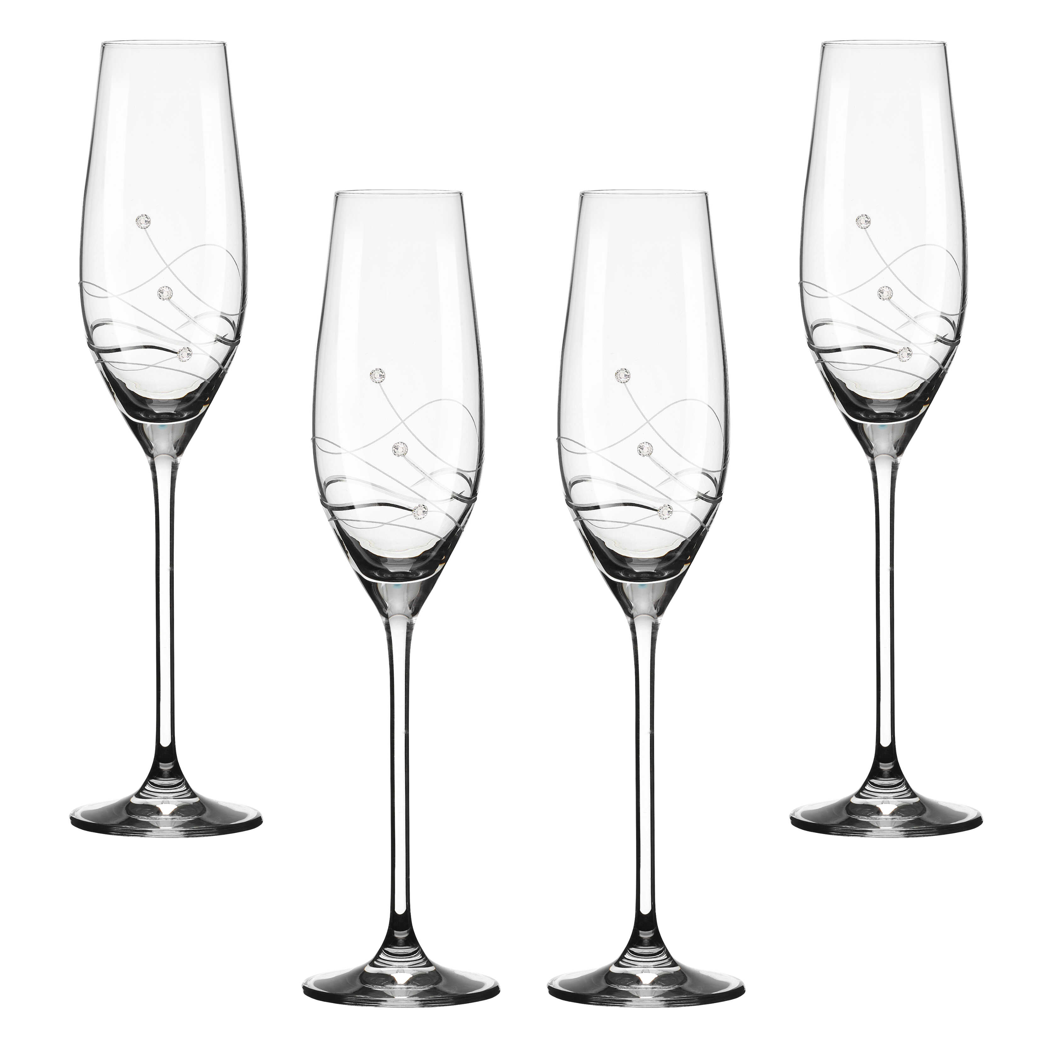 Se Clio Champagneglas med Swarovski krystaller - 4 stk. hos LforLiving.dk