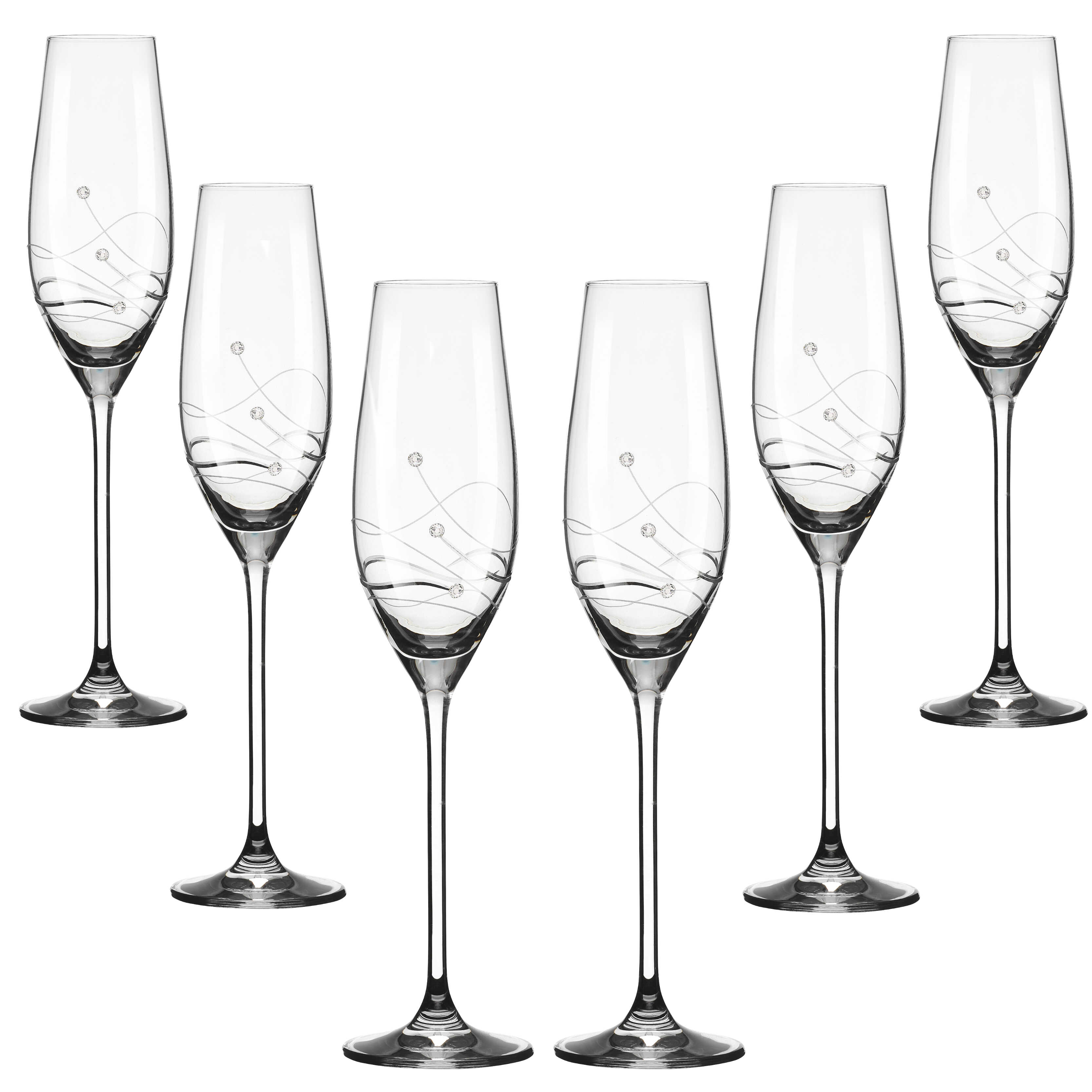 Billede af Clio Champagneglas med Swarovski krystaller - 6 stk.