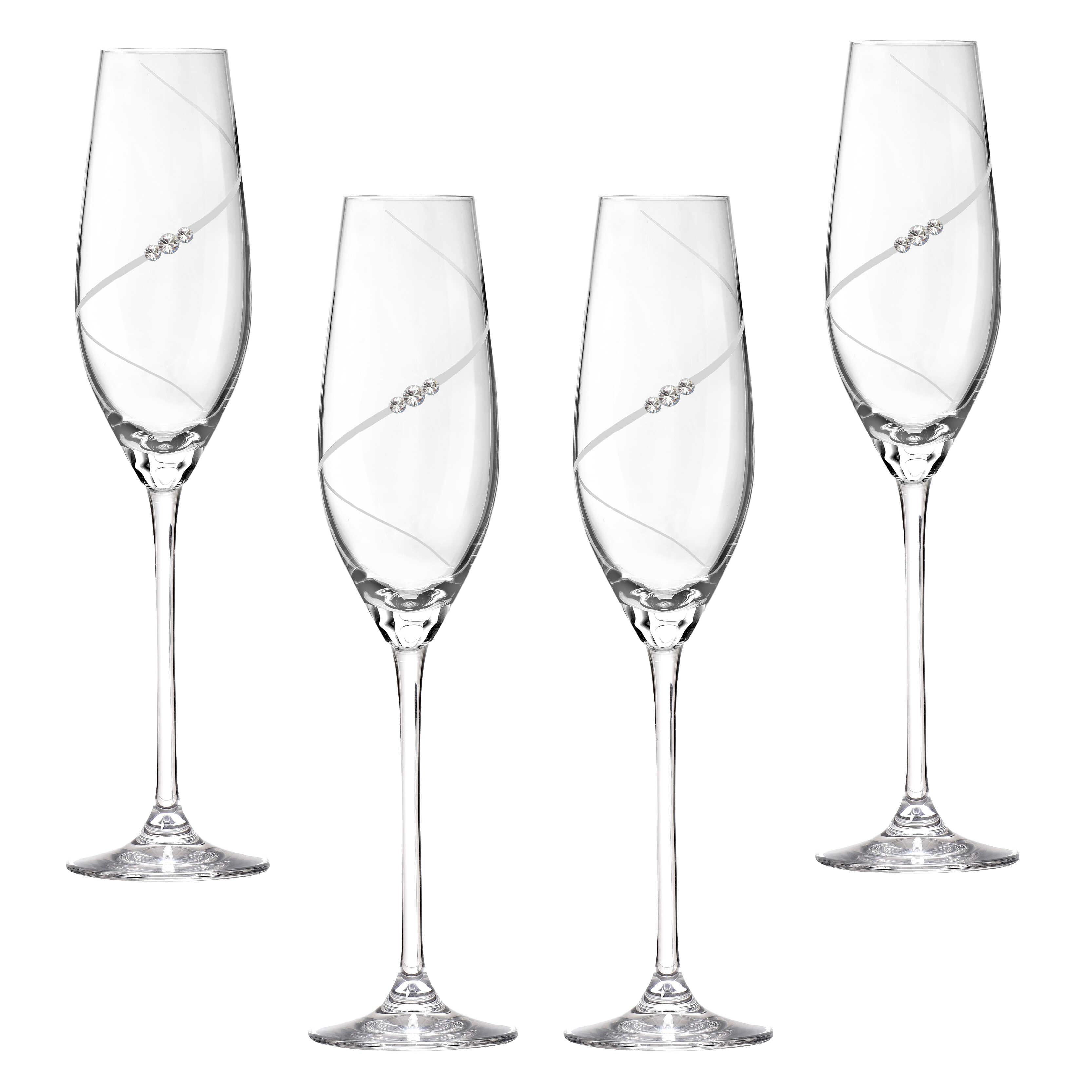 Se New Pen Champagneglas med Swarovski krystaller - 4 stk. hos LforLiving.dk