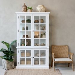 Marseille vitrineskab med 4 lger i hvid