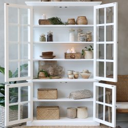 Marseille vitrineskab med 4 lger i hvid