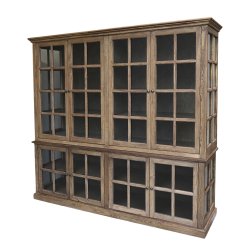 Marseille vitrineskab med 8 lger i natur