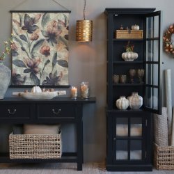 Marseille vitrineskab med 2 lger i sort