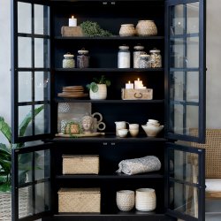 Marseille vitrineskab med 4 lger i sort