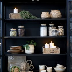 Marseille vitrineskab med 4 lger i sort