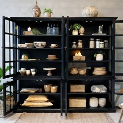 Marseille vitrineskab med 8 lger i sort