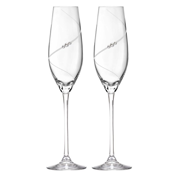 New Pen Champagneglas med Swarovski krystaller - 2 stk.