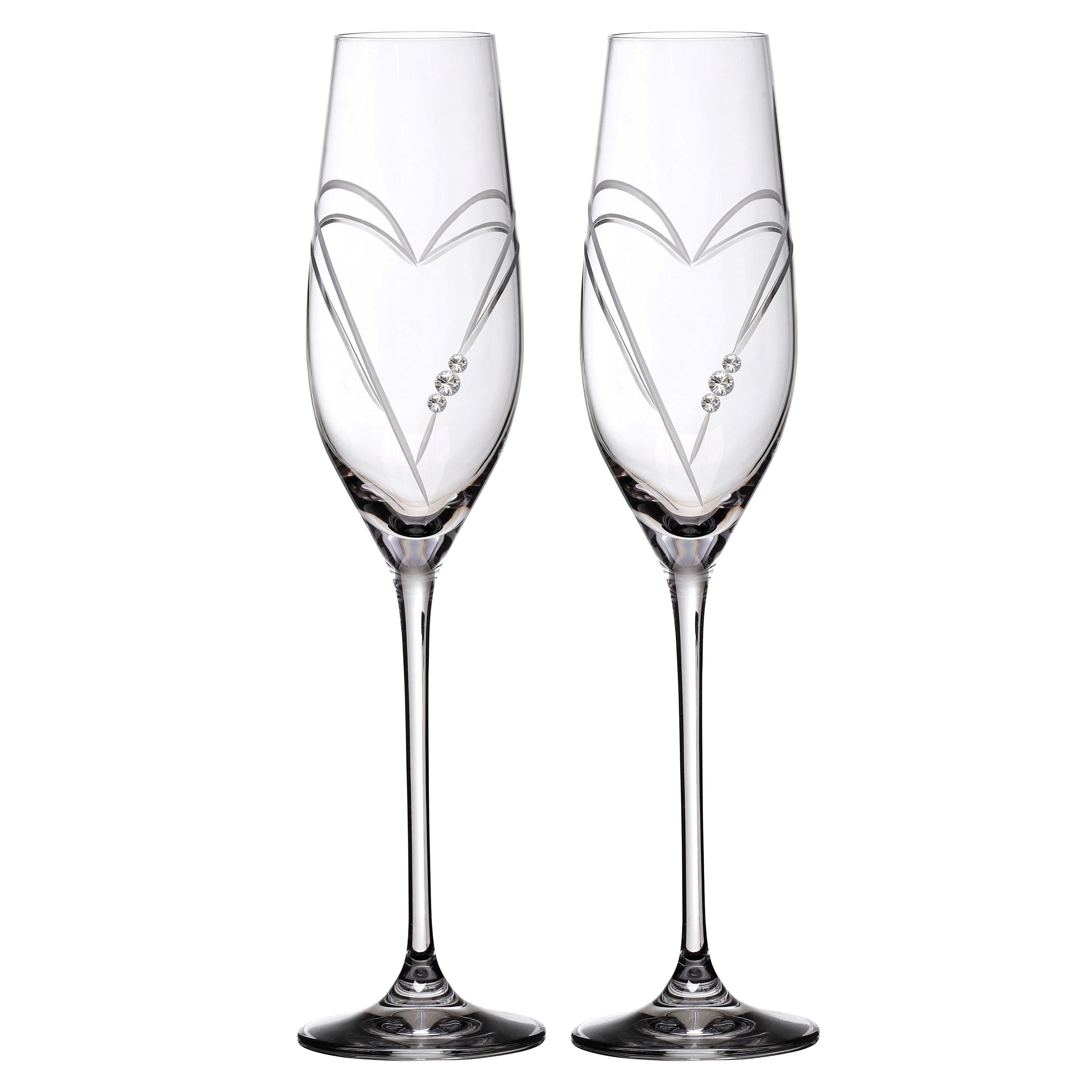 Two Hearts Champagneglas med Swarovski krystaller - 2 stk.