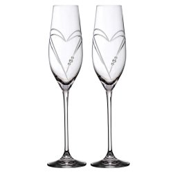 Two Hearts Champagneglas med Swarovski krystaller - 2 stk.