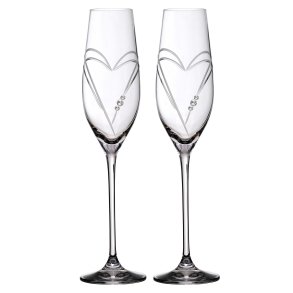 Two Hearts Champagneglas med Swarovski krystaller - 2 stk.
