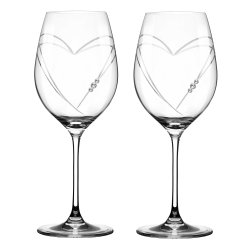 Two Hearts Rdvinsglas med Swarovski krystaller - 2 stk.