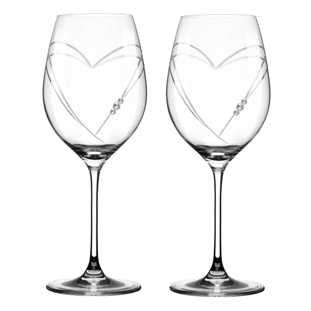 Two Hearts Rdvinsglas med Swarovski krystaller - 2 stk.