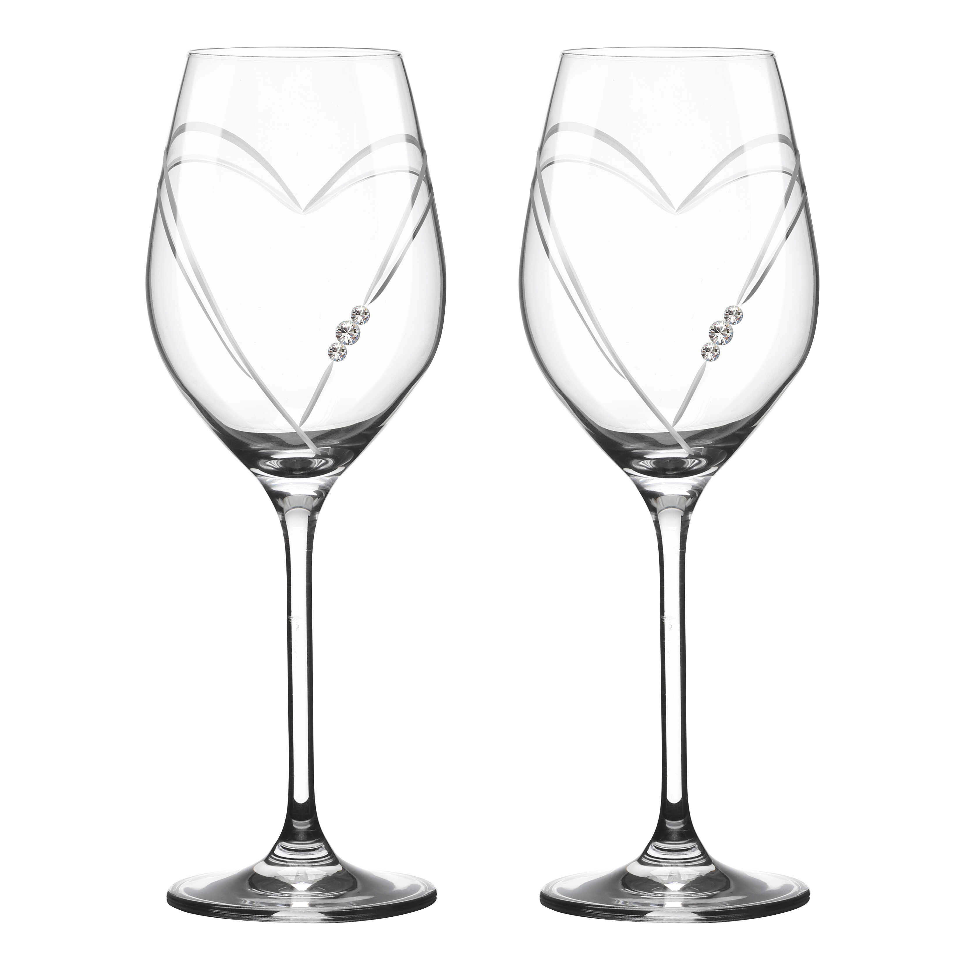 Two Hearts Hvidvinsglas med Swarovski krystaller - 2 stk.