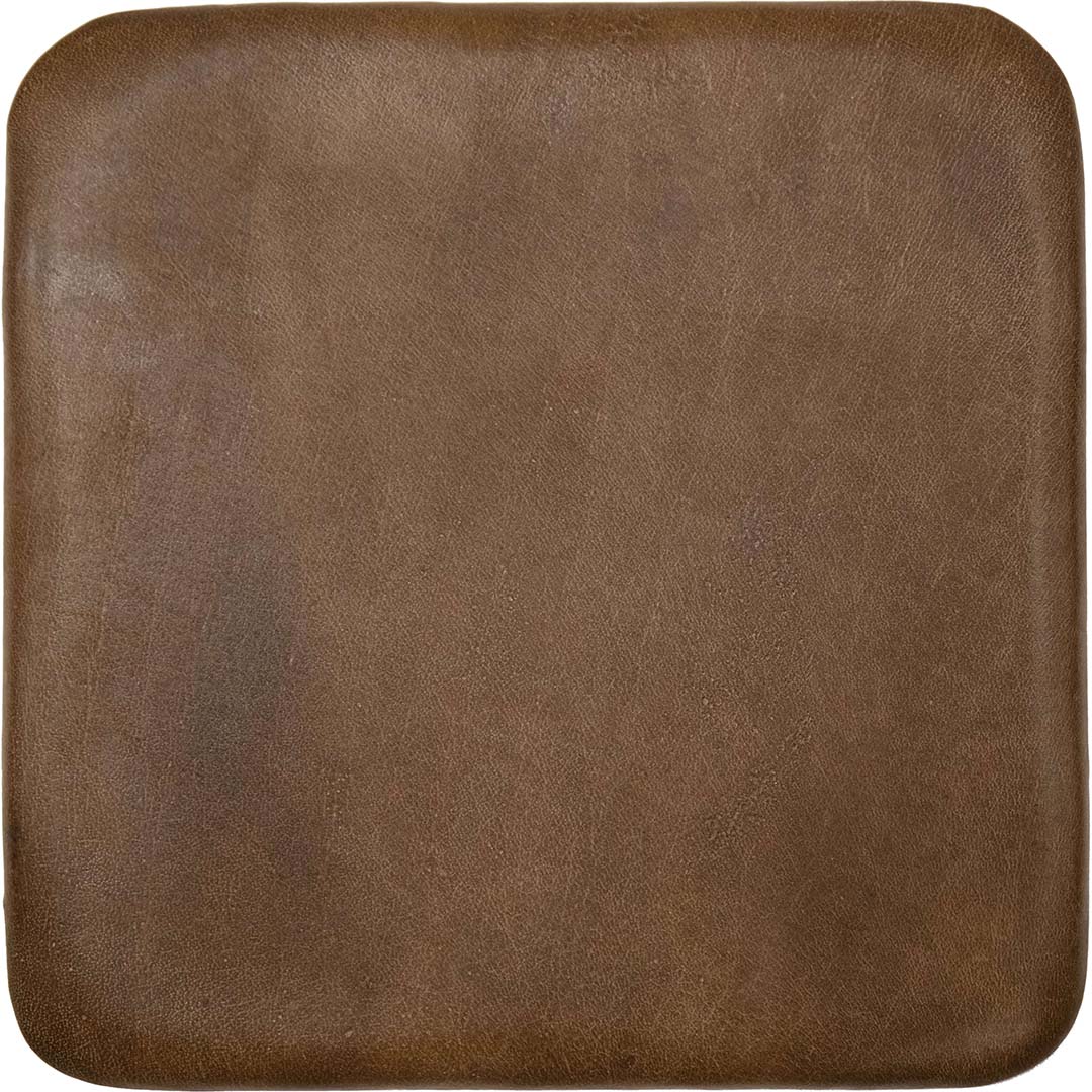 #3 - Sitt - kvadratisk brun læderhynde til barstol