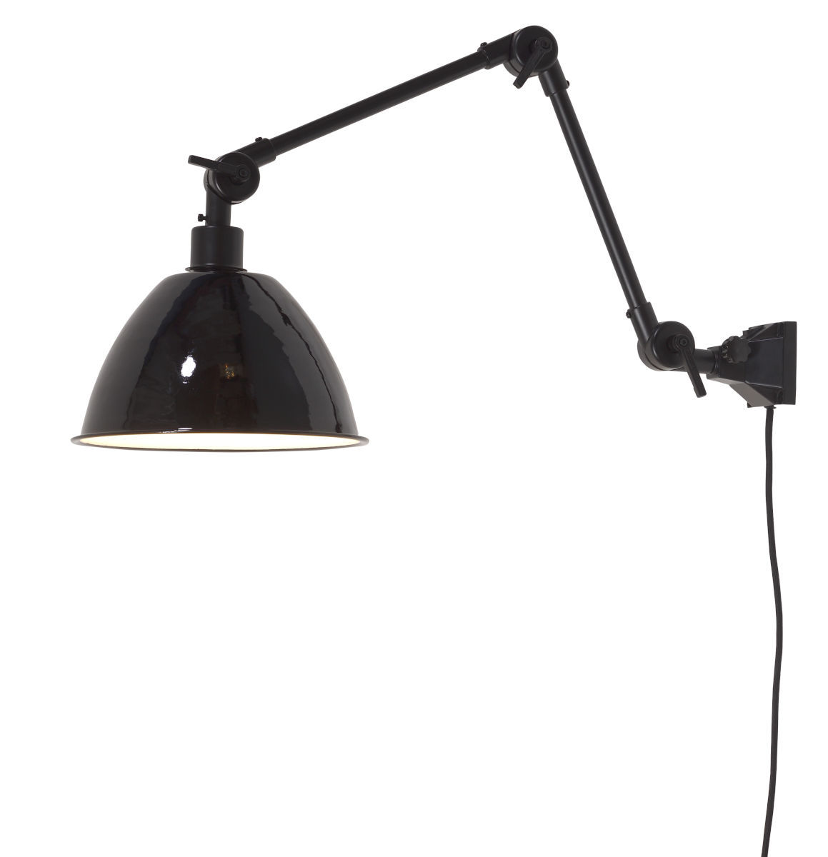 Amsterdam sort væglampe med emaljeskærm