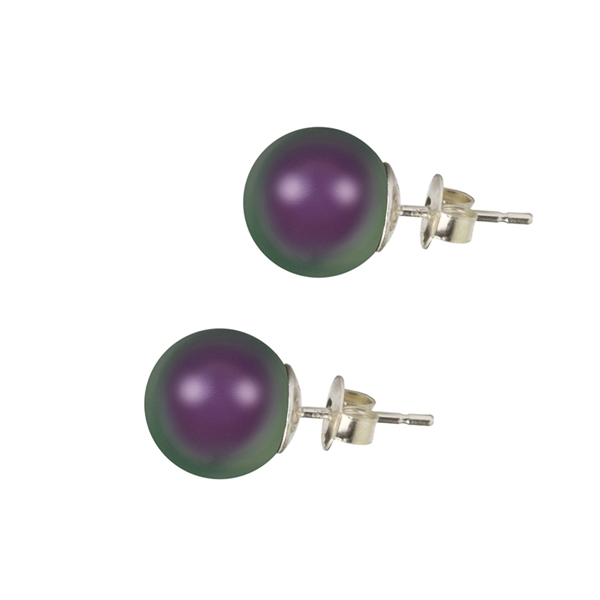 Klassiske Perleøreringe I Farven \"iridescent Purple\"