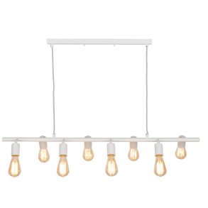 Loftslampe som stang med 8 regulerbare pærer - hvid