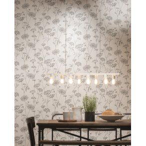 Loftslampe som stang med 8 regulerbare pærer - hvid