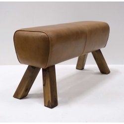 Lomborg enkel lderskammel/puf med trben