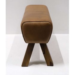 Lomborg enkel lderskammel/puf med trben