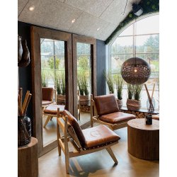 James loungestol med brune lderhynder