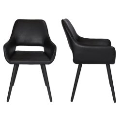 Frida spisebordsstol i sort PU