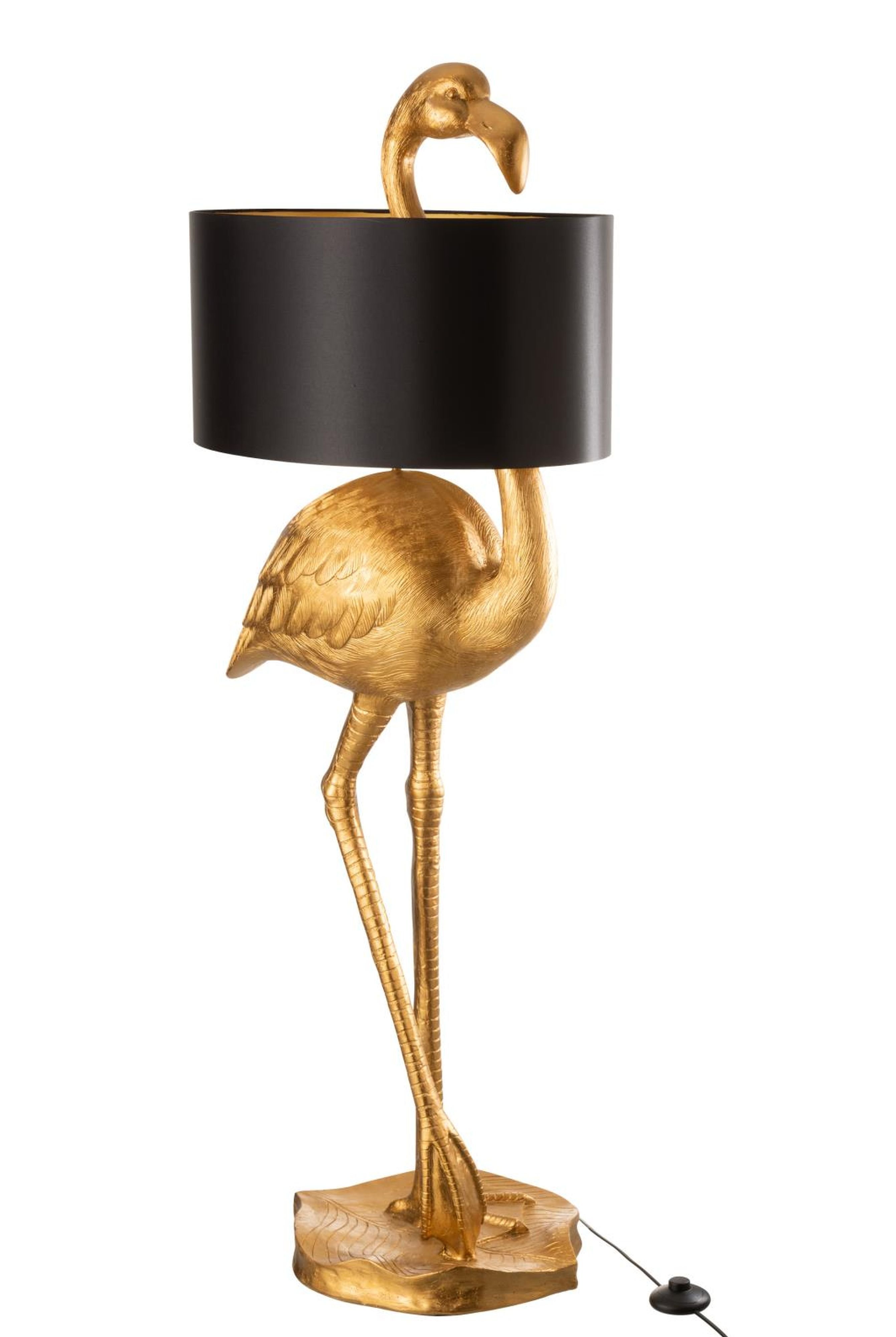 Flamingo gulvlampe i guld med sort skrm