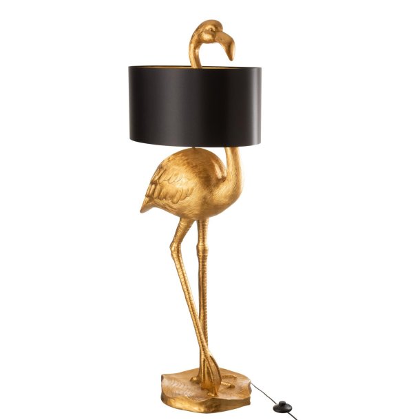 Flamingo gulvlampe i guld med sort skrm