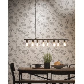 Loftslampe som stang med 8 regulerbare pærer - sort