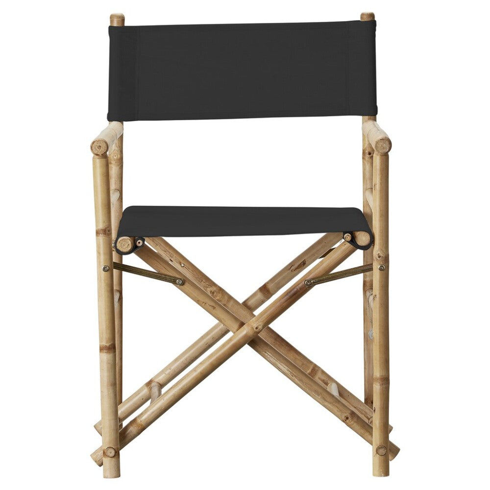 6: Instruktørstol i bambus og sort canvas