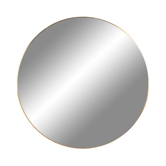 Rundt spejl med messingramme - Ø: 80 cm