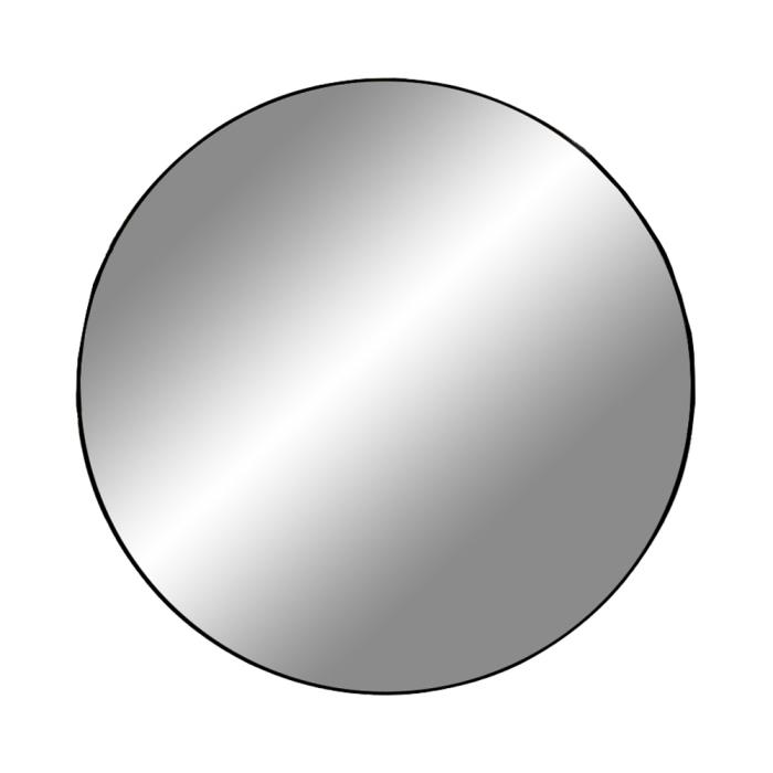 Rundt spejl med sort stålramme - Ø: 80 cm