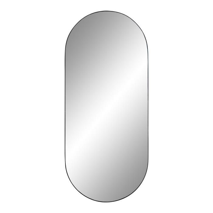 Ovalt spejl med sort ramme