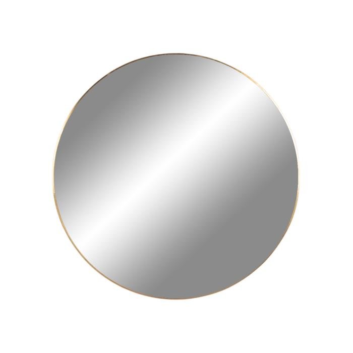 Rundt spejl med messingkant - : 60 cm