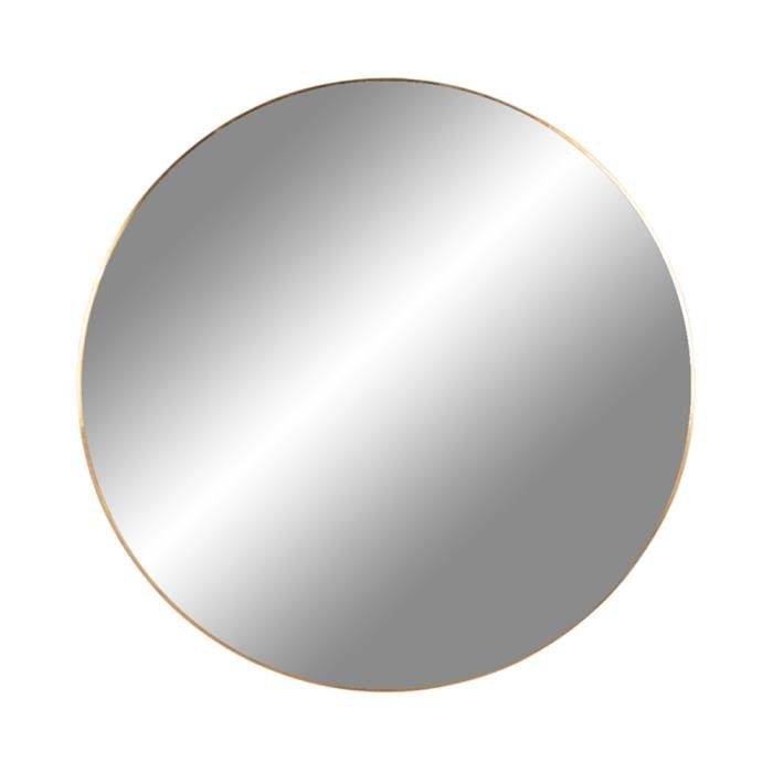 Rundt spejl med messingramme - : 80 cm