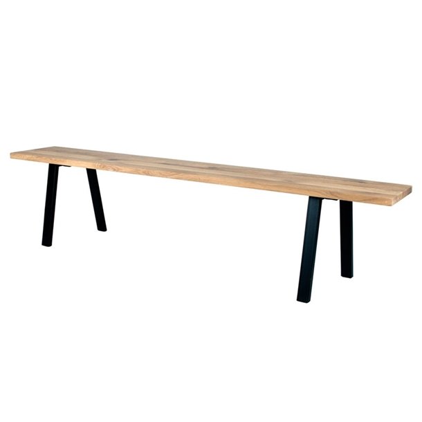Bnk incl stel og i hvid olieret eg - 3 cm x 37 cm x 200 cm