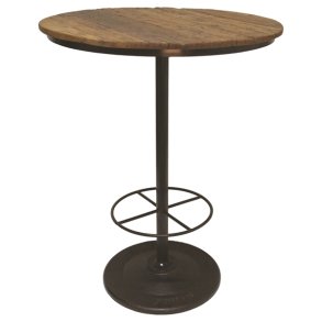 Barbord / Cafébord i genbrugstræ og jern med fodstøtte