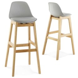 Barstol i lys eg med grt sde - ELODY 