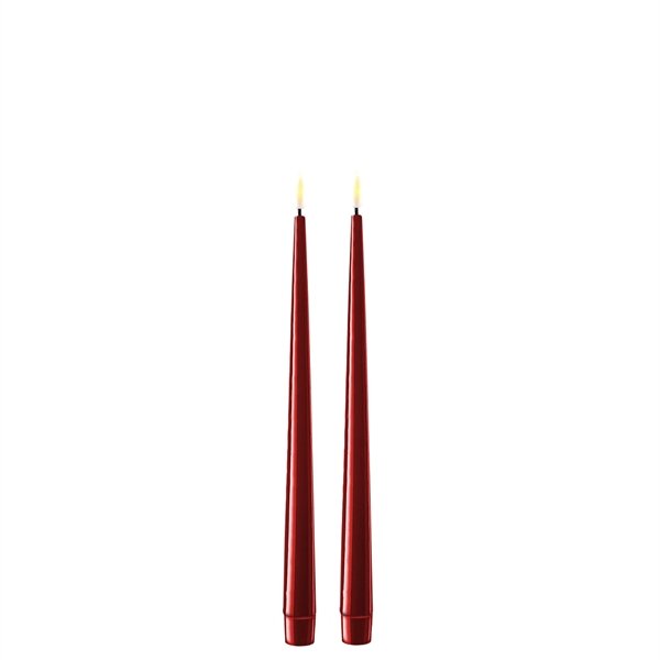Bordeaux rde LED stearinlys - 2 stk. lak lys p 28 cm