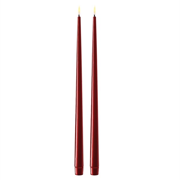Bordeaux rde LED stearinlys - 2 stk. lak lys p 38 cm
