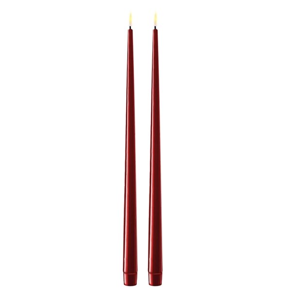 Bordeaux rde LED stearinlys - 2 stk. lak lys p 38 cm