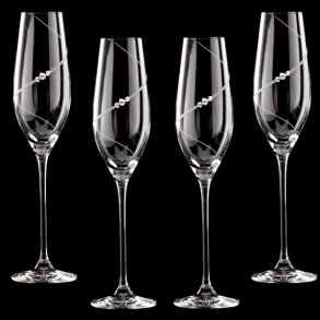 New Pen Champagneglas med Swarovski krystaller - 4 stk.